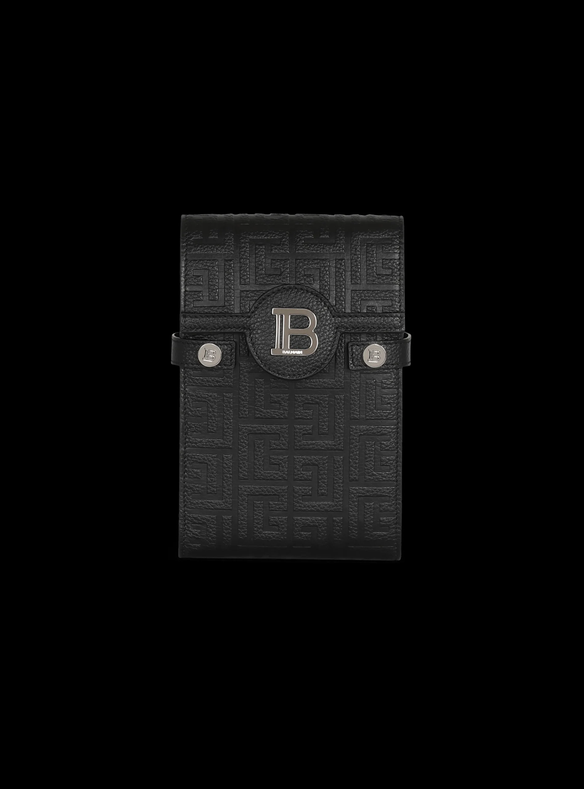 B-Buzz Monogrammed Canvas And Leather Smartphone Pouch -Balmain Store