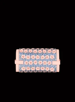 B-Buzz Pouch 23 Embroidered With Grid And Roses-Balmain New