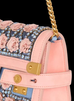 B-Buzz Pouch 23 Embroidered With Grid And Roses-Balmain New