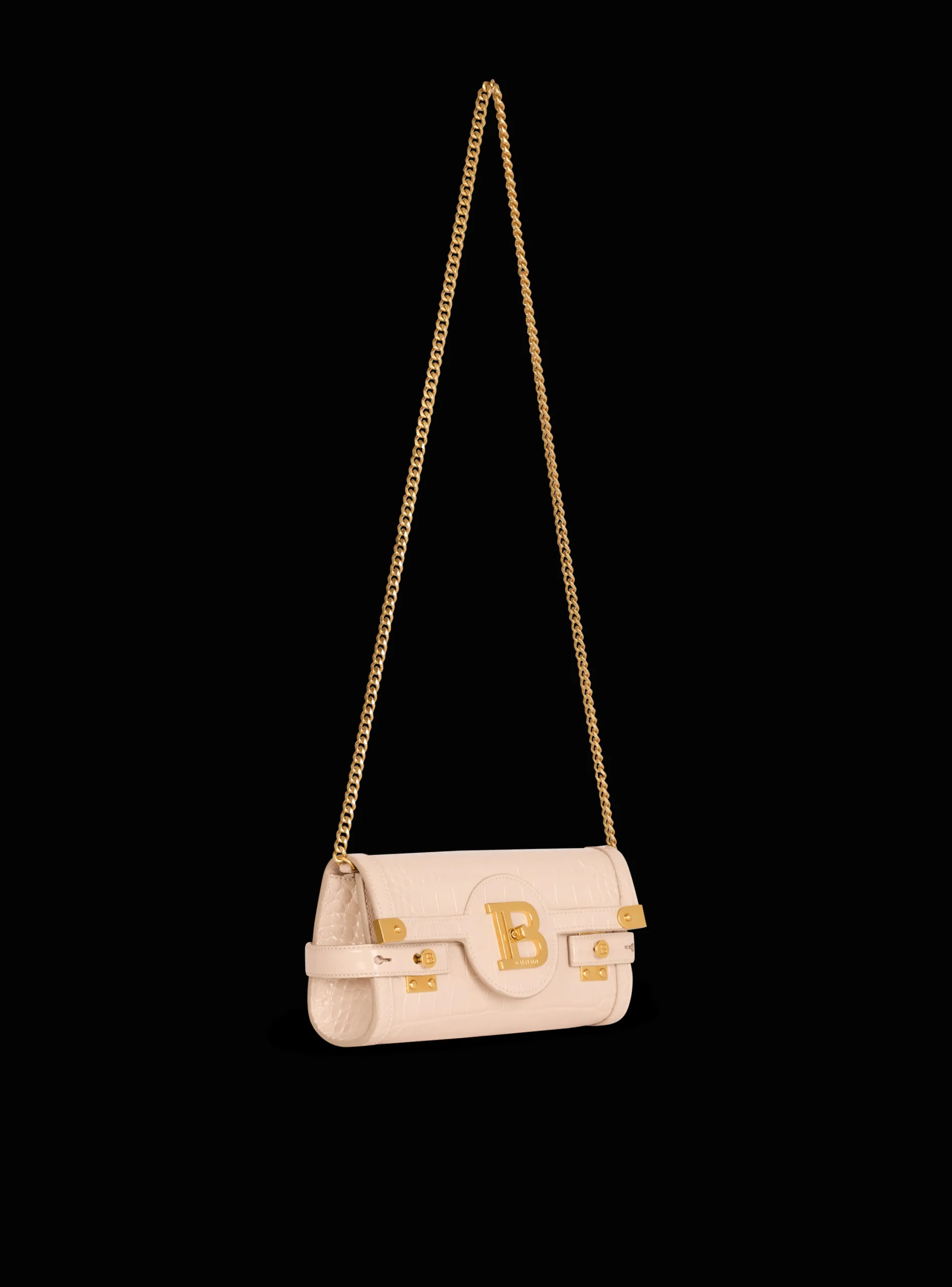 B-Buzz Pouch 23 In Crocodile-embossed Calfskin-Balmain New