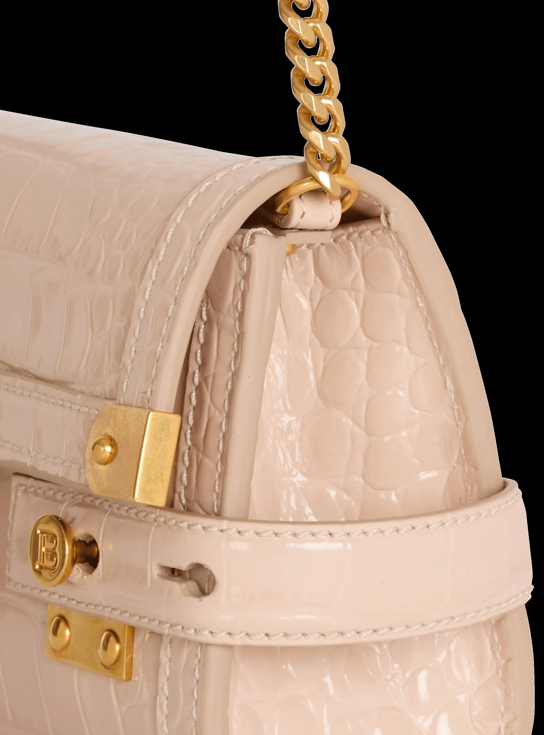 B-Buzz Pouch 23 In Crocodile-embossed Calfskin-Balmain New