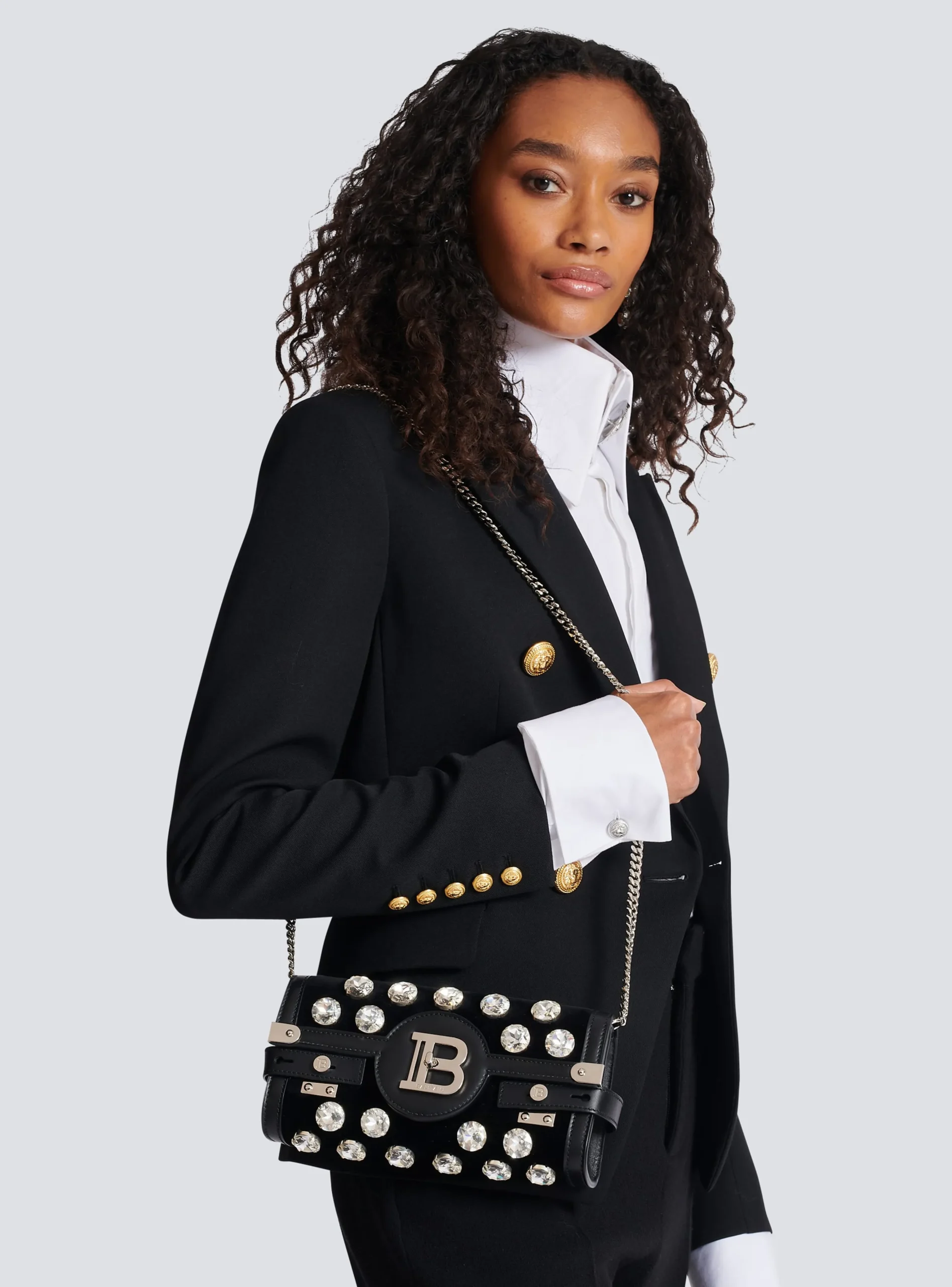 B-Buzz Pouch 23 In Velvet And Crystals-Balmain Discount