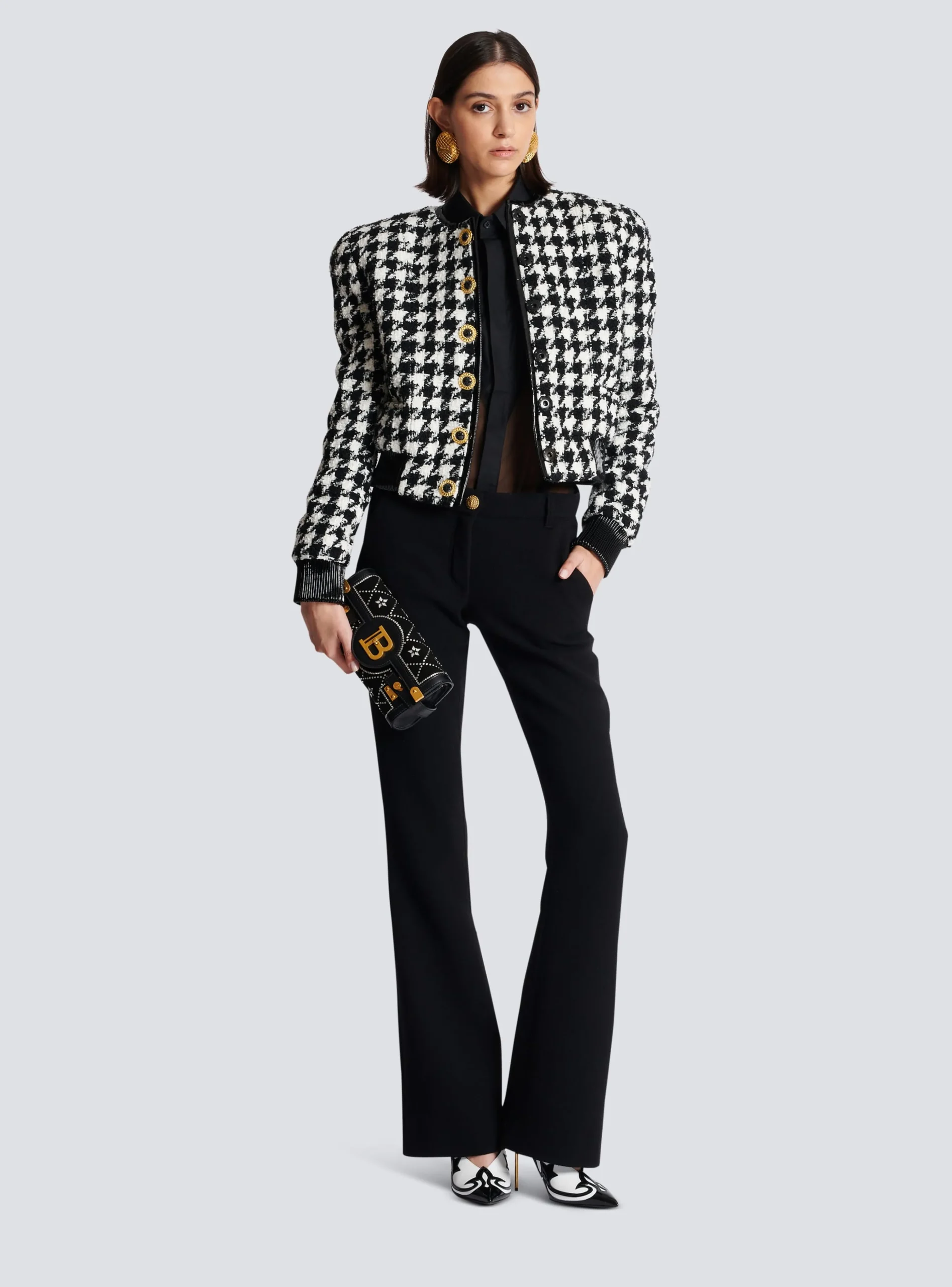 B-Buzz Pouch 23 Satin And Crystals Clutch-Balmain Fashion