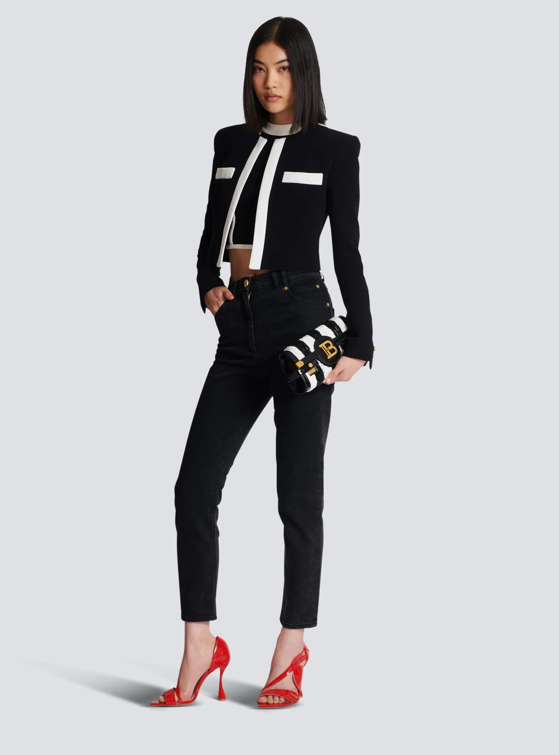 B-Buzz Pouch 23 With Embroidered Stripes-Balmain Sale