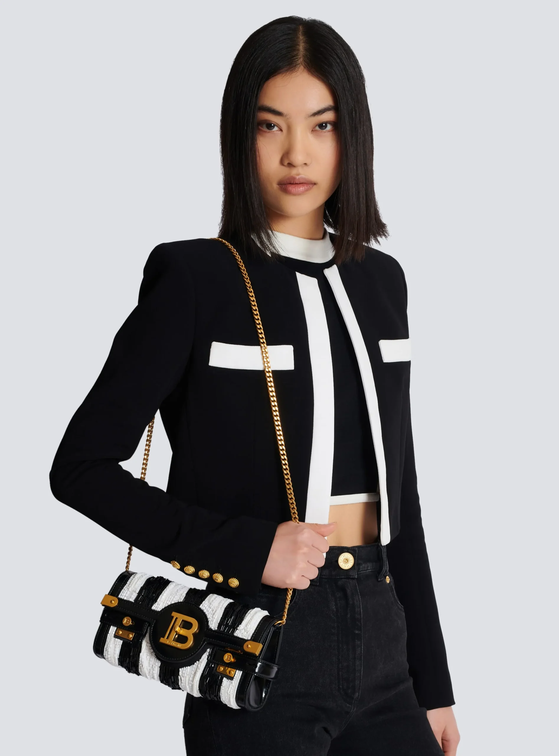 B-Buzz Pouch 23 With Embroidered Stripes-Balmain Sale