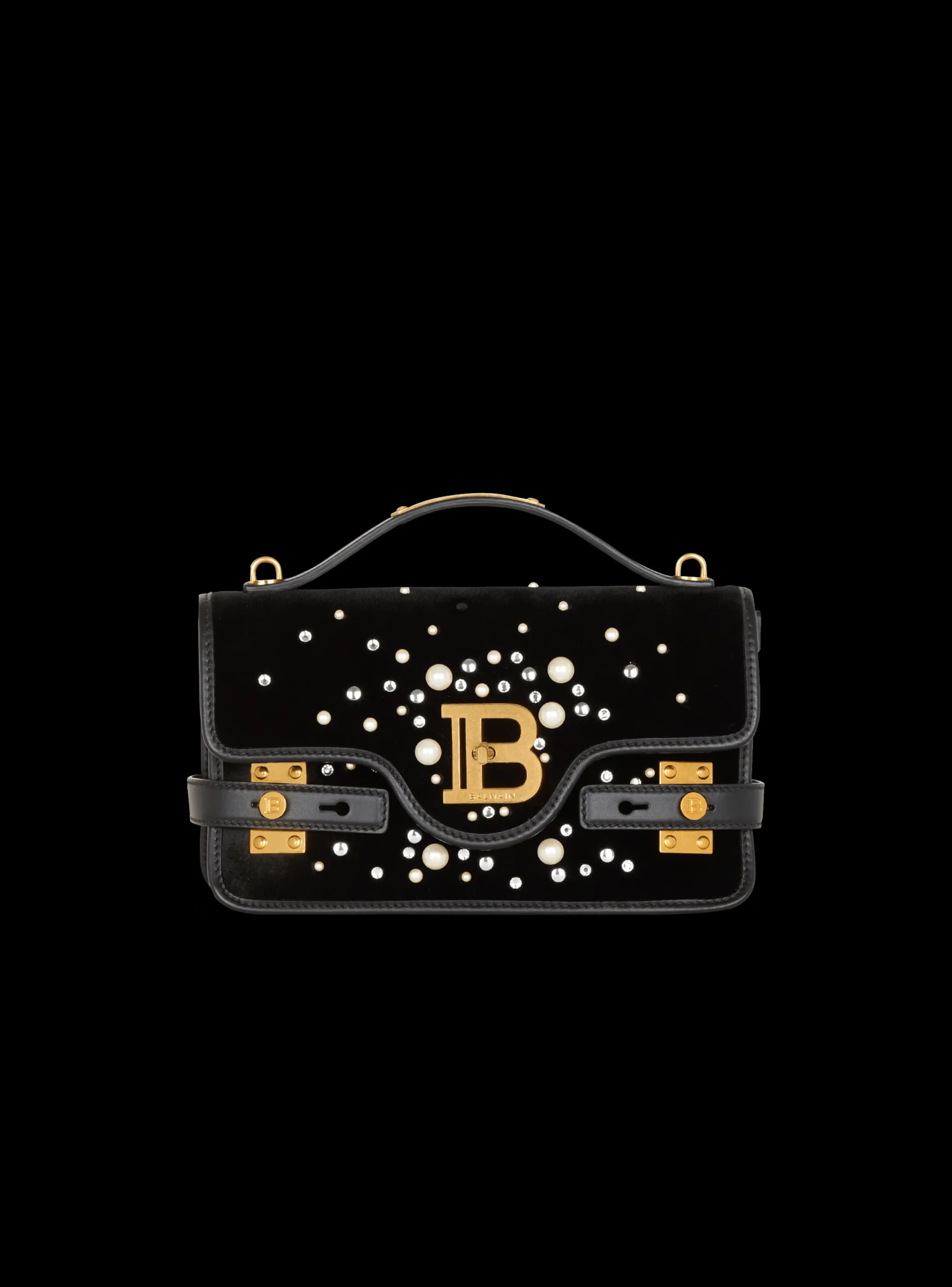 B-Buzz Shoulder 24 Bag In Embroidered Velvet-Balmain Online