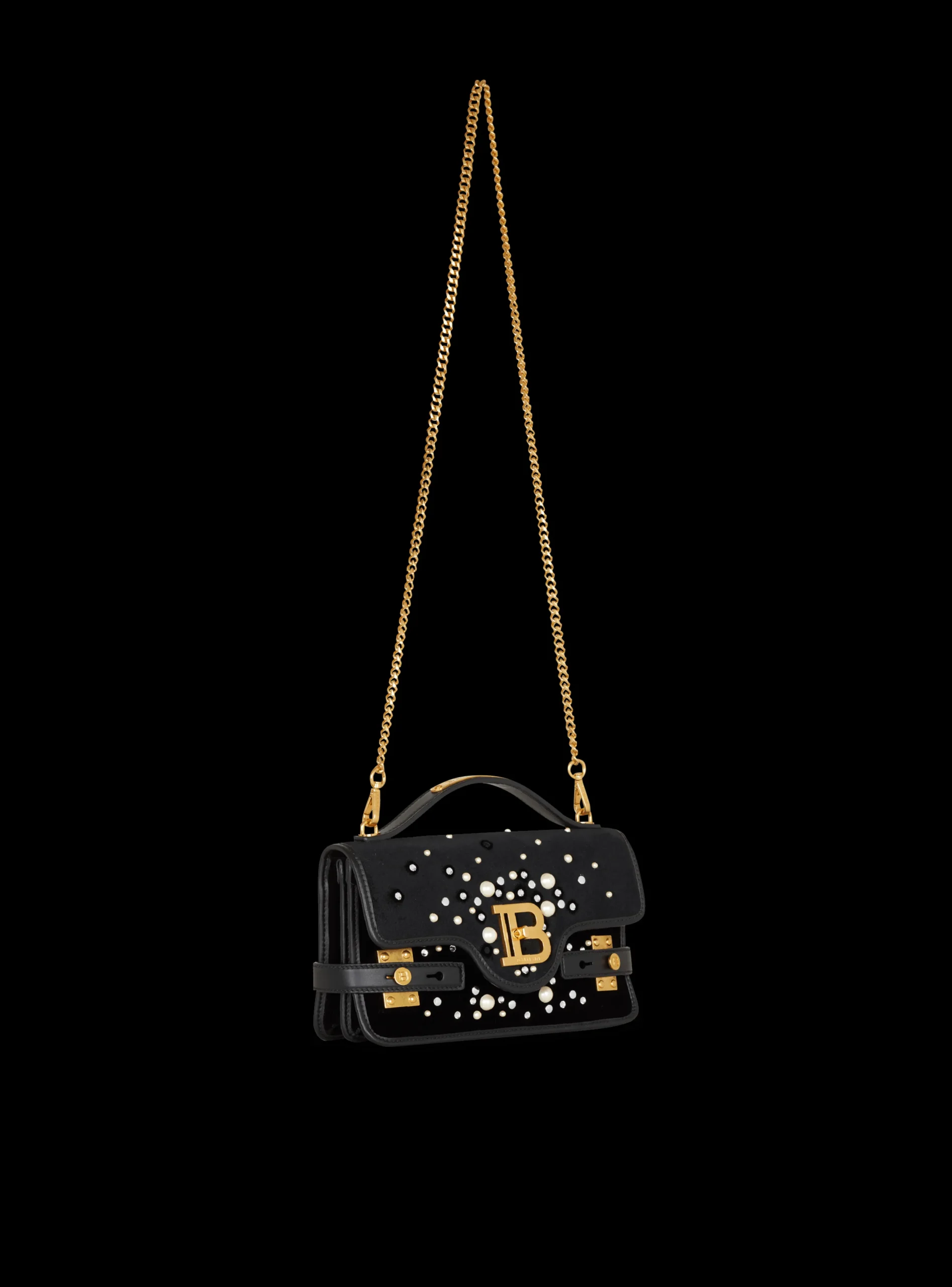 B-Buzz Shoulder 24 Bag In Embroidered Velvet-Balmain Online