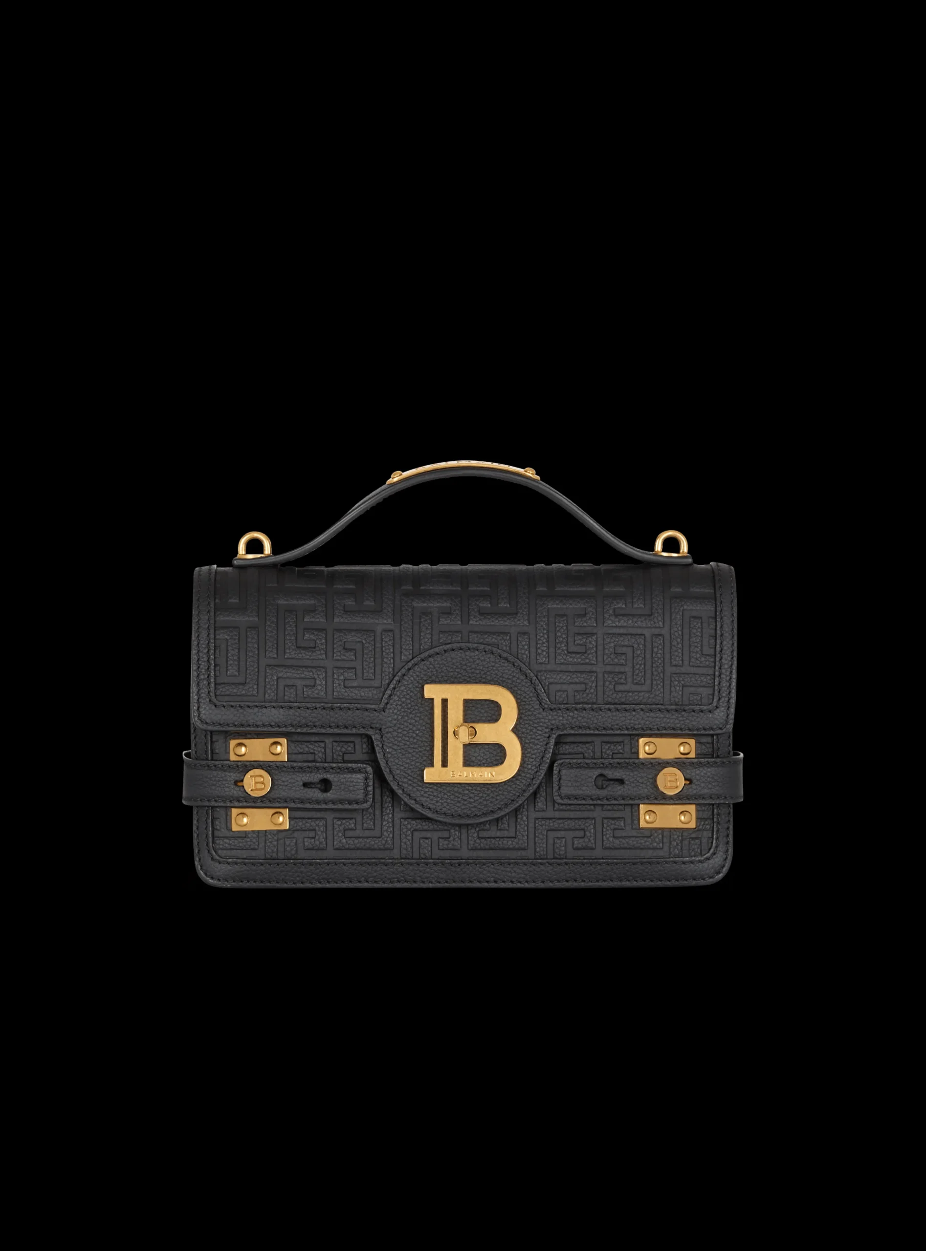 B-Buzz Shoulder 24 Bag In Grained PB Labyrinth Leather-Balmain Online