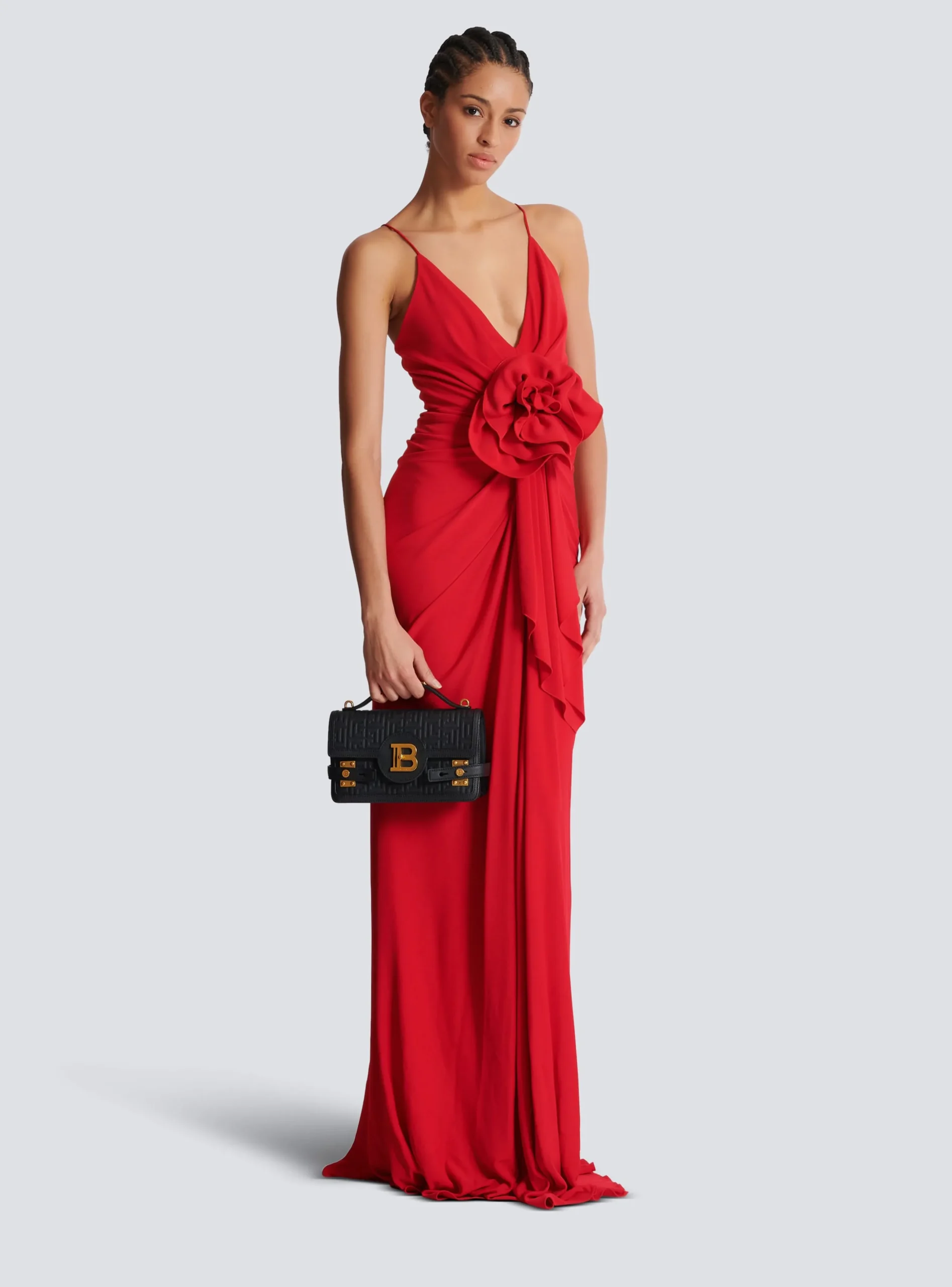 B-Buzz Shoulder 24 Bag In Grained PB Labyrinth Leather-Balmain Online