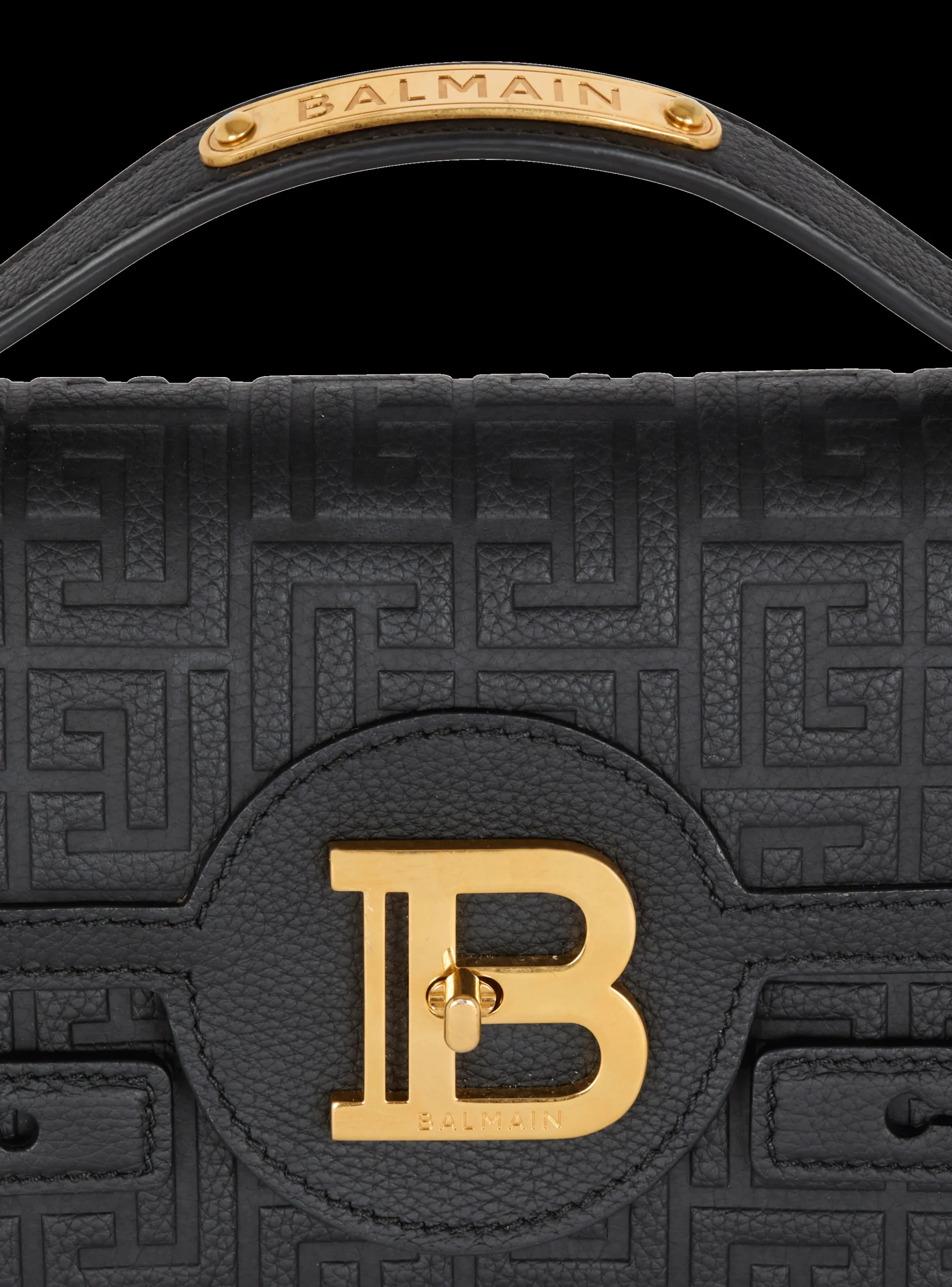 B-Buzz Shoulder 24 Bag In Grained PB Labyrinth Leather-Balmain Online