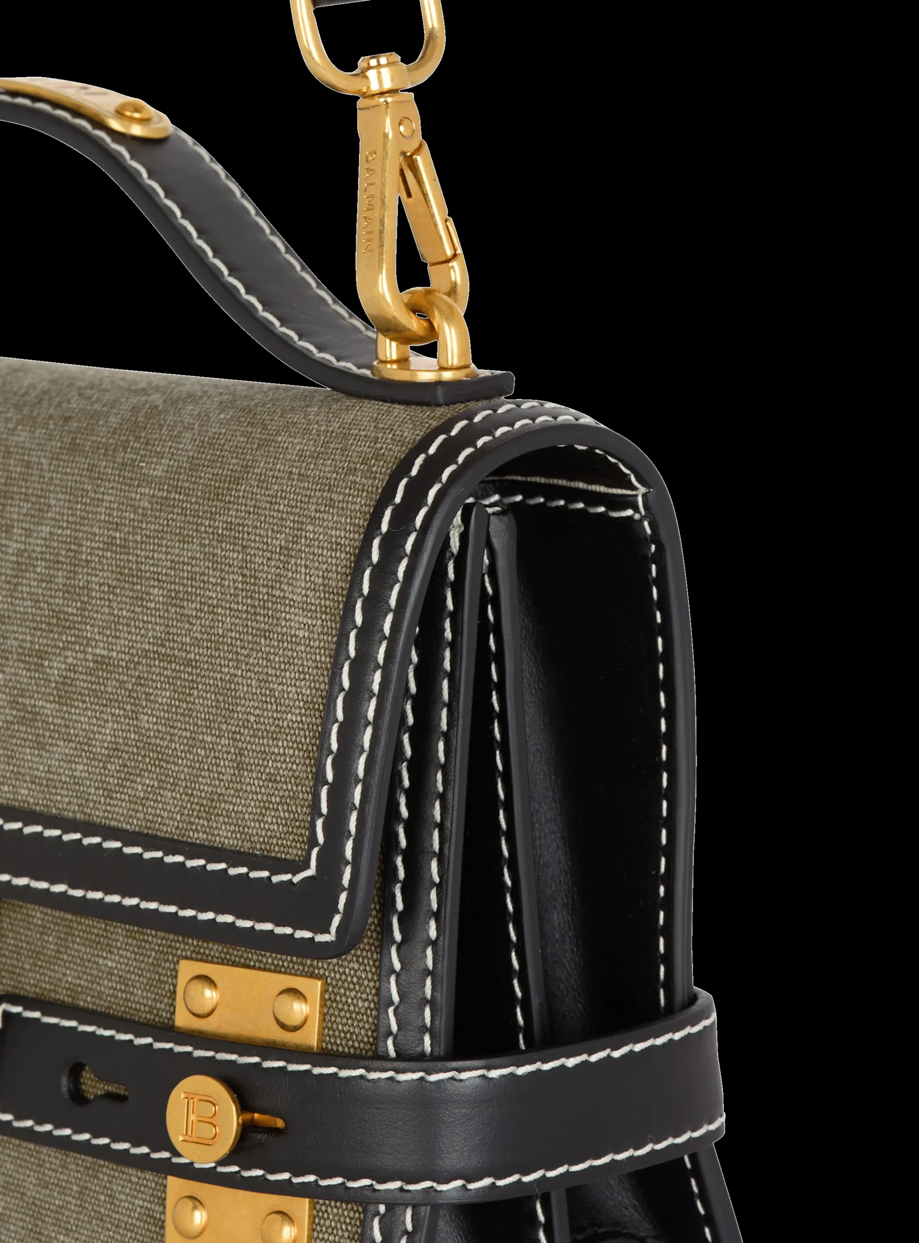 B-Buzz Shoulder 24 Leather And Canvas Bag-Balmain Store
