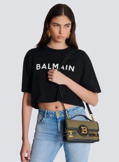 B-Buzz Shoulder 24 Leather And Canvas Bag-Balmain Store