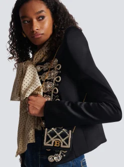B-Buzz Velvet And Pearl Card Holder-Balmain Fashion
