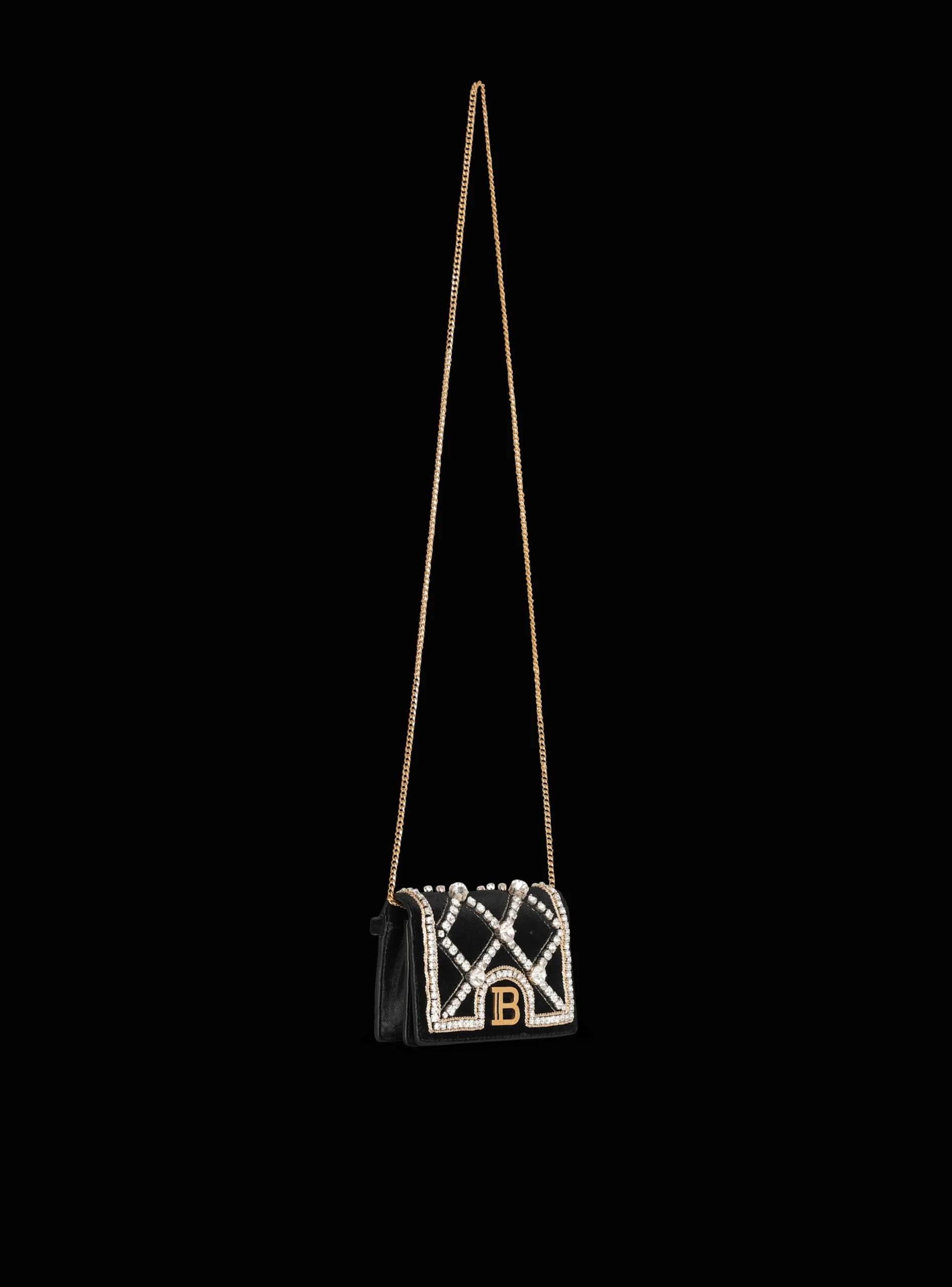 B-Buzz Velvet And Pearl Card Holder-Balmain Fashion