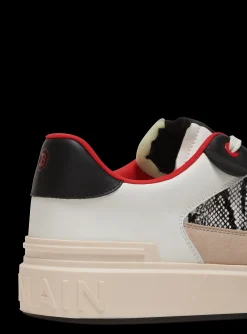 B-Court Flip Snakeskin-effect Leather And Suede Trainers-Balmain Outlet