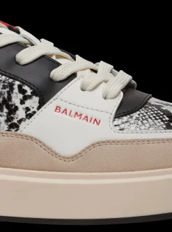 B-Court Flip Snakeskin-effect Leather And Suede Trainers-Balmain Outlet