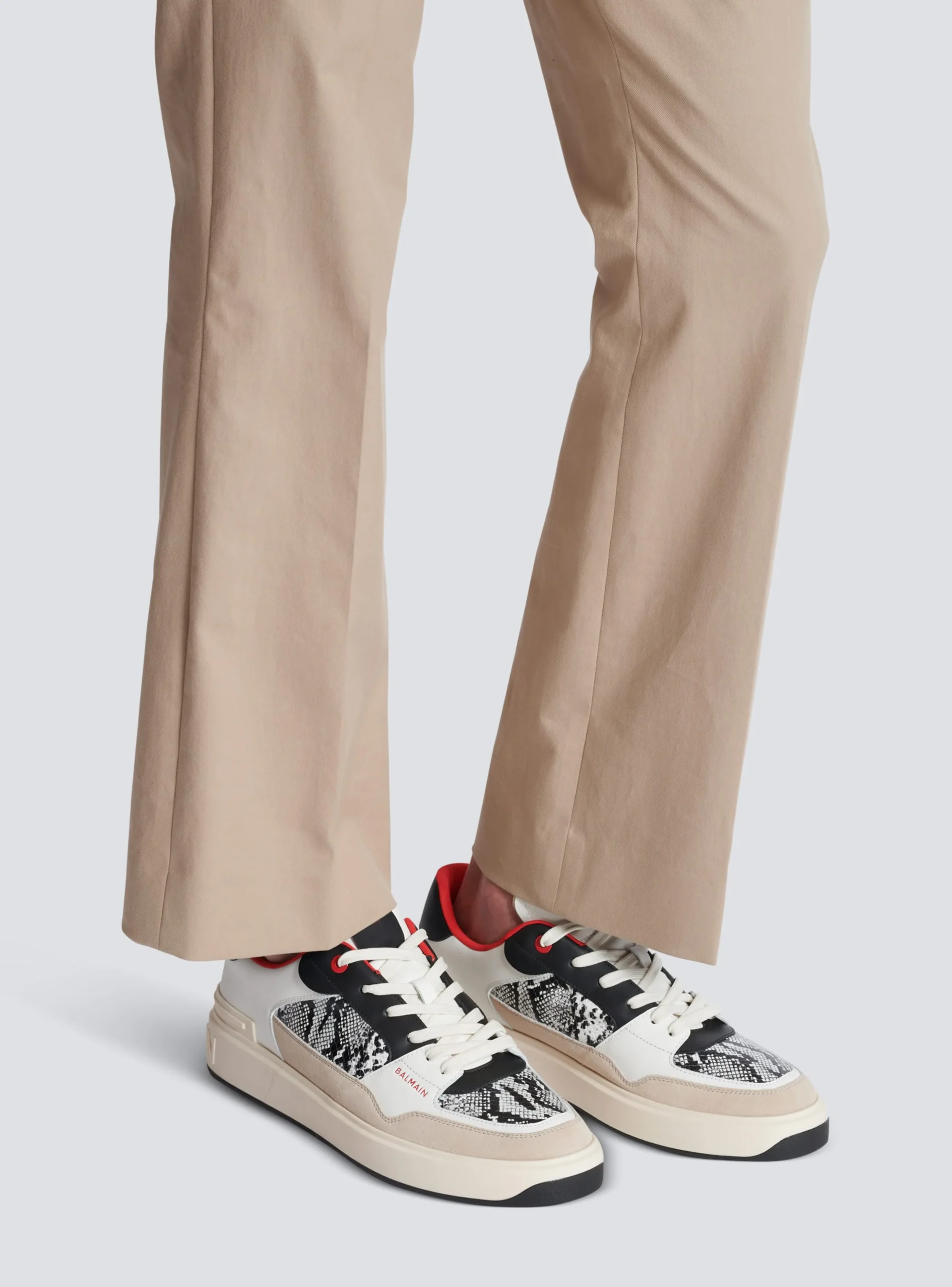 B-Court Flip Snakeskin-effect Leather And Suede Trainers-Balmain Outlet