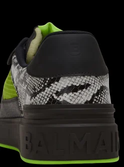 B-Court Flip Snakeskin-effect Leather And Mesh Trainers-Balmain Store