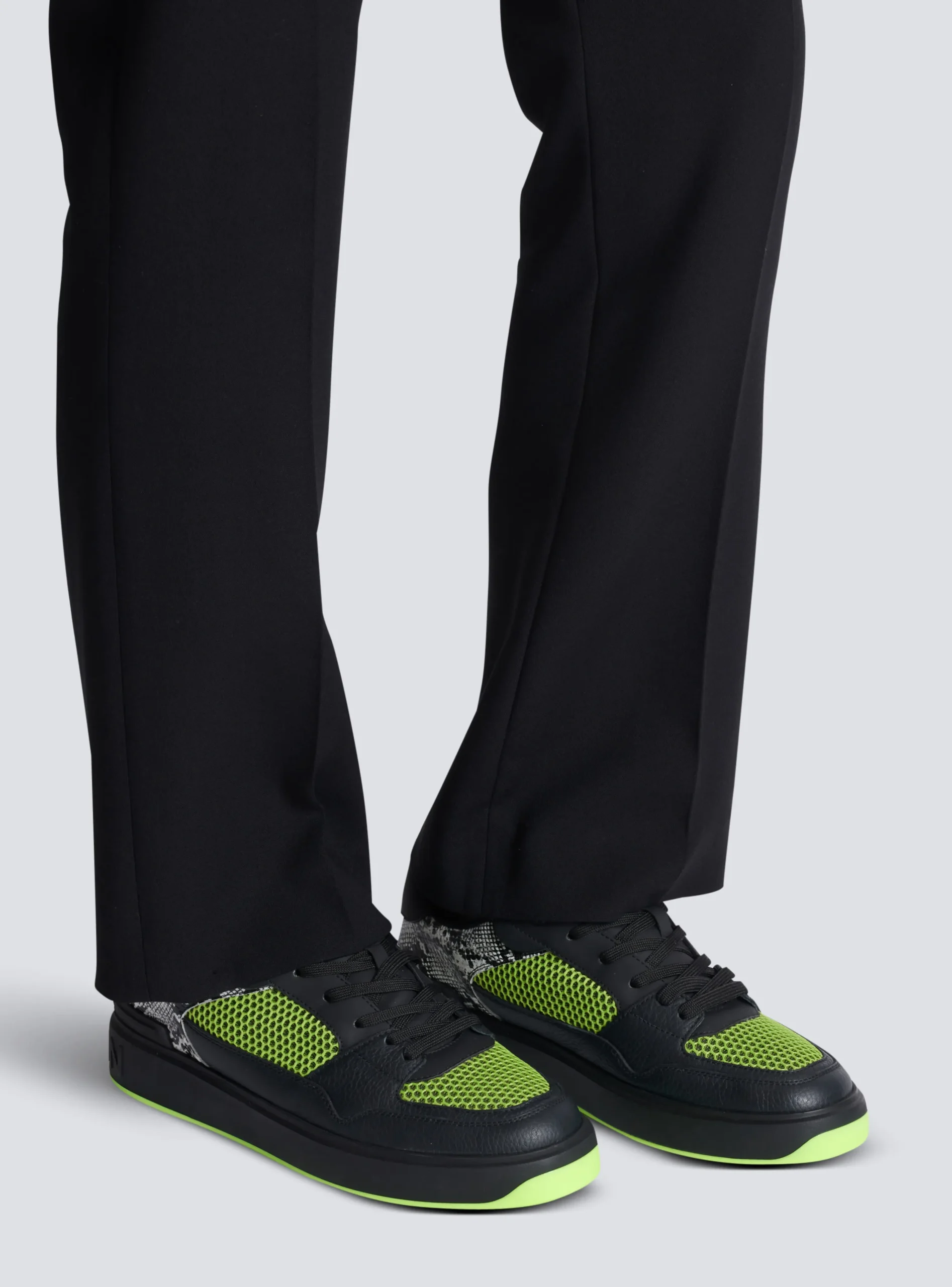B-Court Flip Snakeskin-effect Leather And Mesh Trainers-Balmain Store