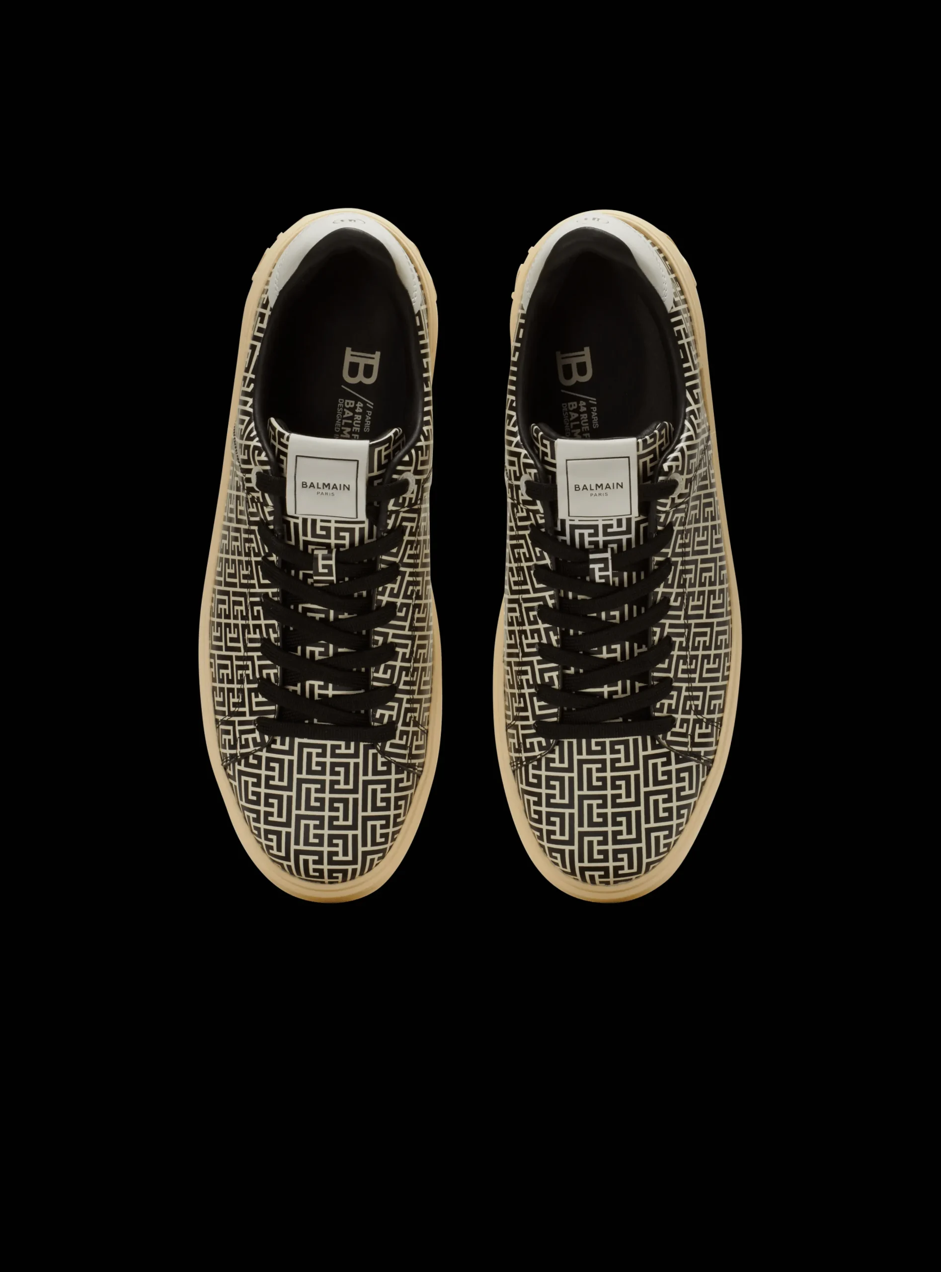 B-Court Flip Trainers In Monogrammed PB Labyrinth Calfskin-Balmain Fashion
