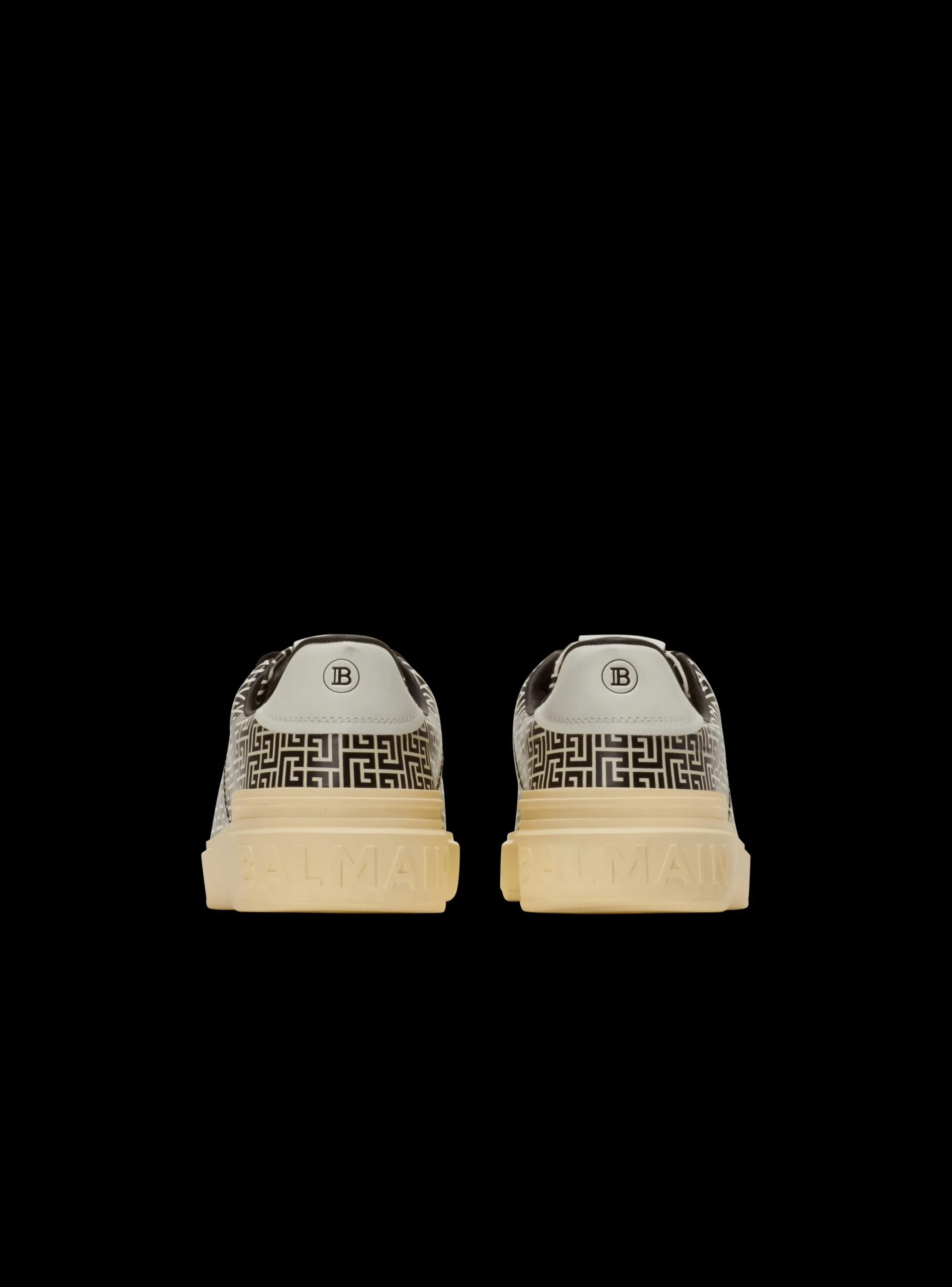 B-Court Flip Trainers In Monogrammed PB Labyrinth Calfskin-Balmain Fashion