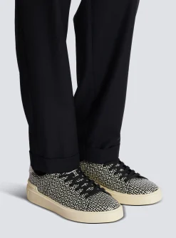 B-Court Flip Trainers In Monogrammed PB Labyrinth Calfskin-Balmain Fashion