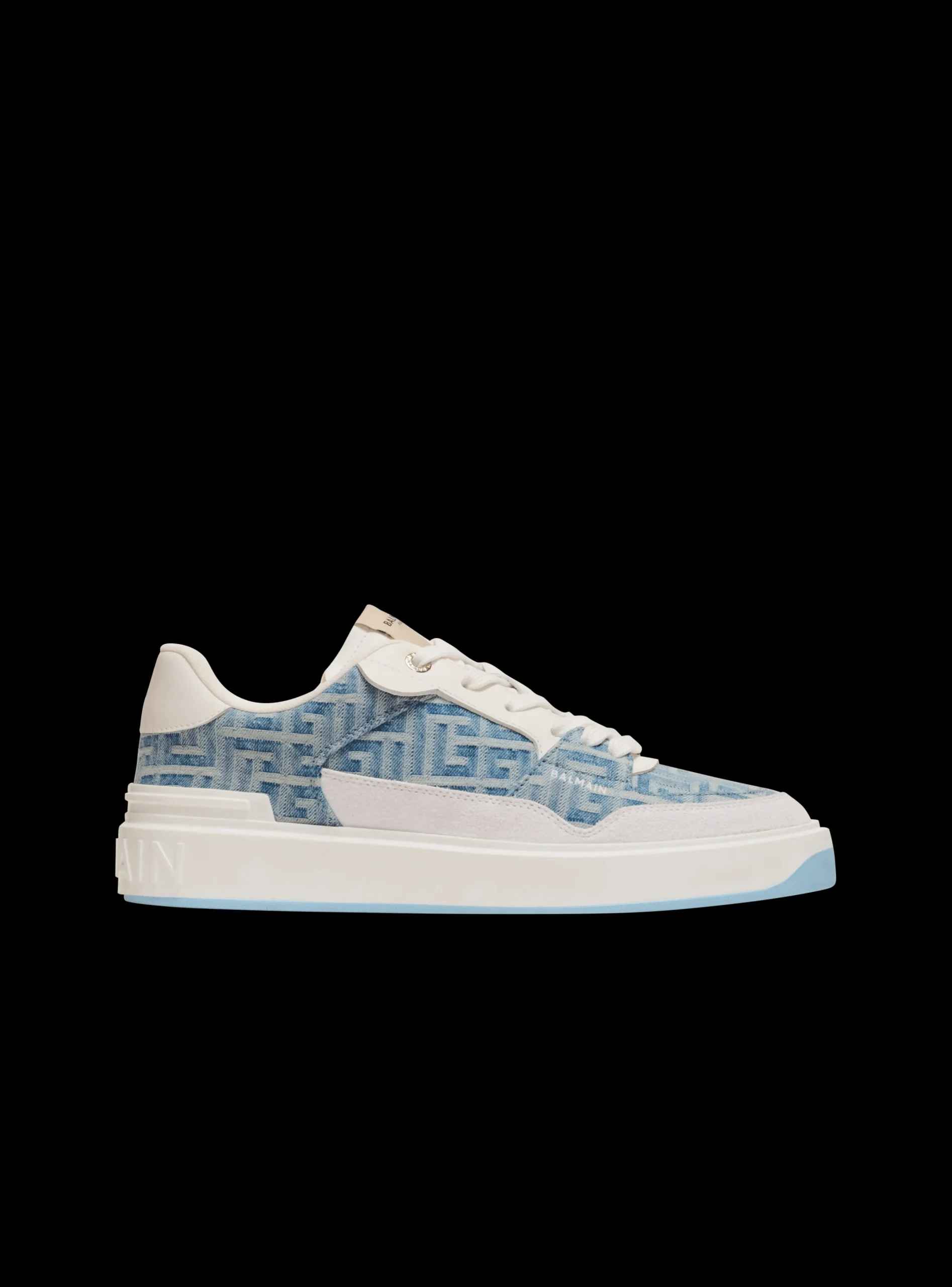 B-Court Flip Trainers In Monogrammed PB Labyrinth Denim-Balmain Best
