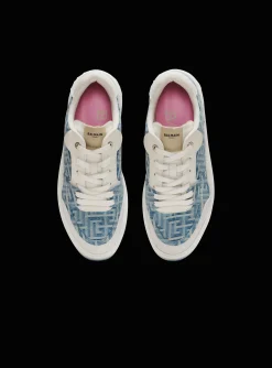 B-Court Flip Trainers In Monogrammed PB Labyrinth Denim-Balmain Best