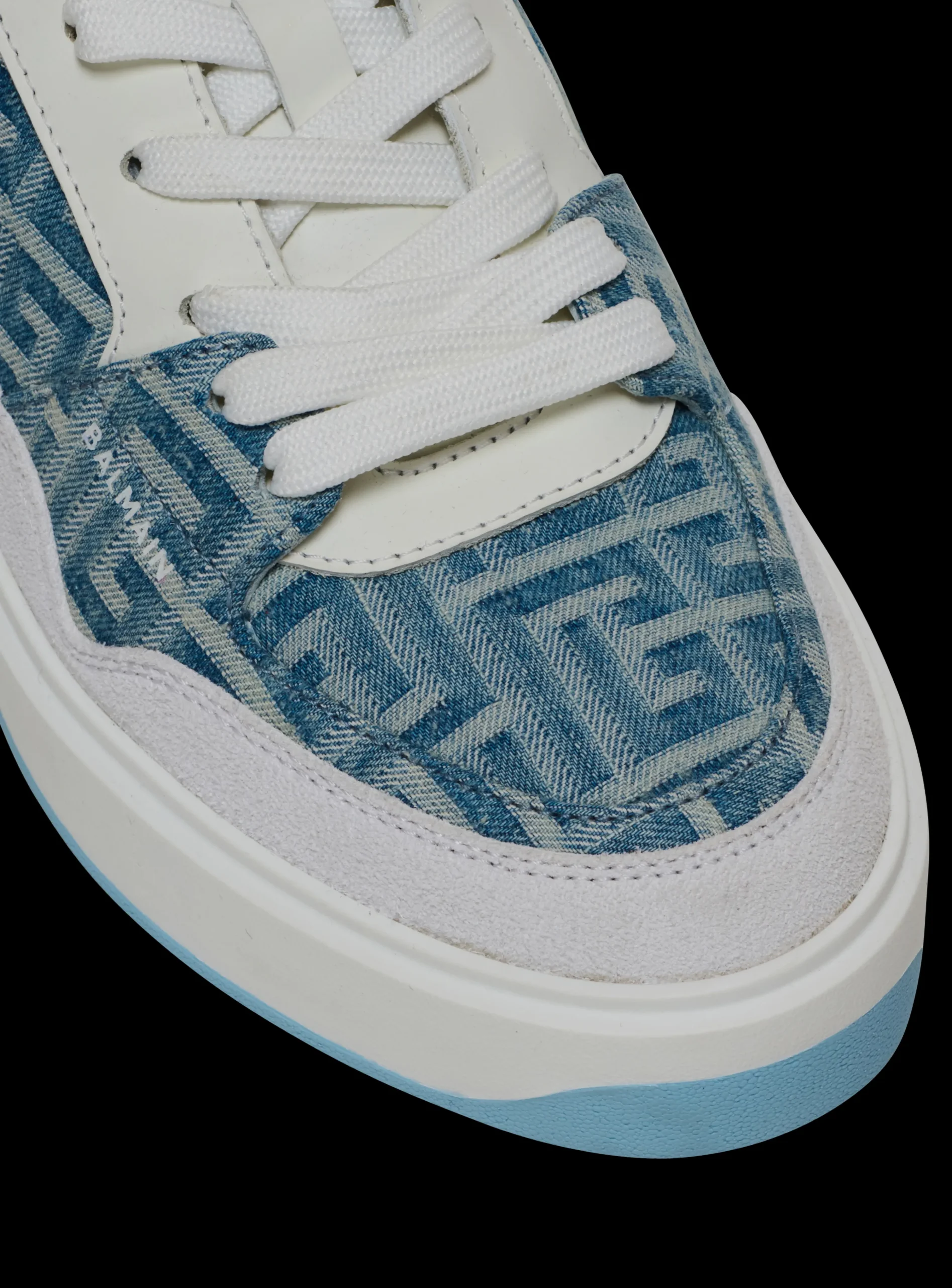 B-Court Flip Trainers In Monogrammed PB Labyrinth Denim-Balmain Best