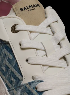 B-Court Flip Trainers In Monogrammed PB Labyrinth Denim-Balmain Best