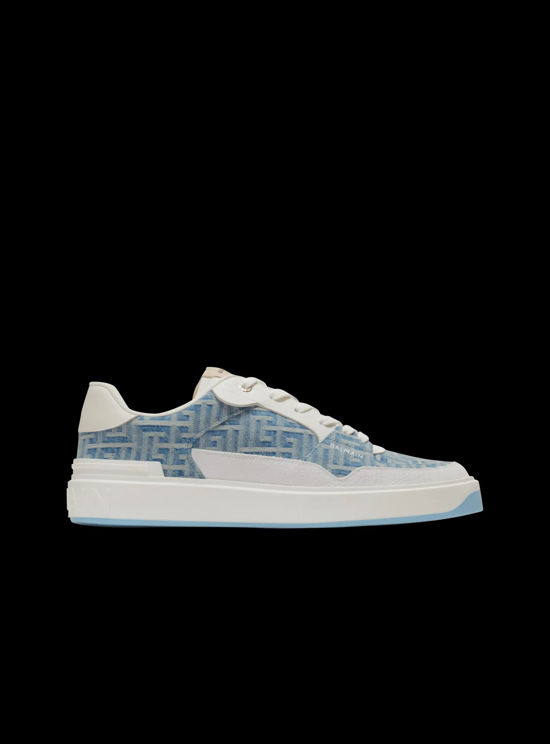 B-Court Flip Trainers In Monogrammed PB Labyrinth Denim-Balmain Discount