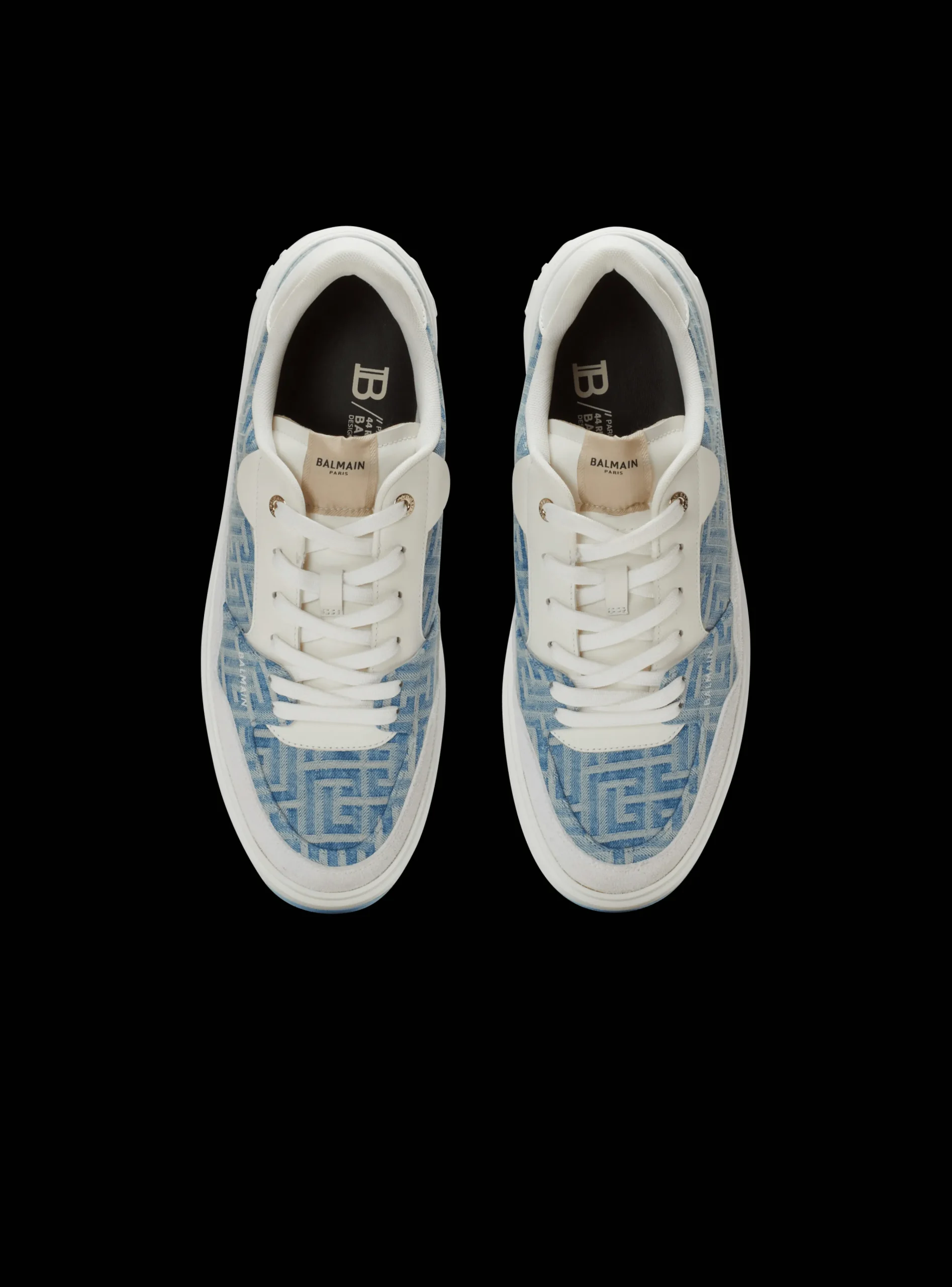B-Court Flip Trainers In Monogrammed PB Labyrinth Denim-Balmain Discount