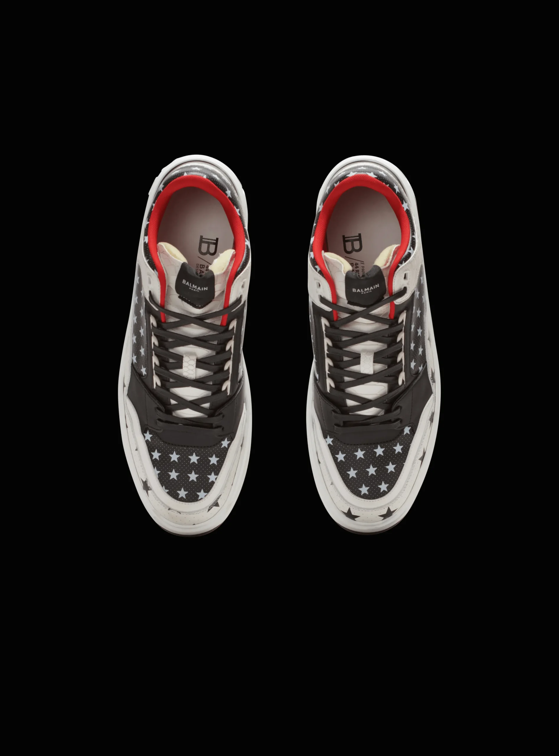 B-Court Mid Top Star Print Leather Trainers-Balmain New