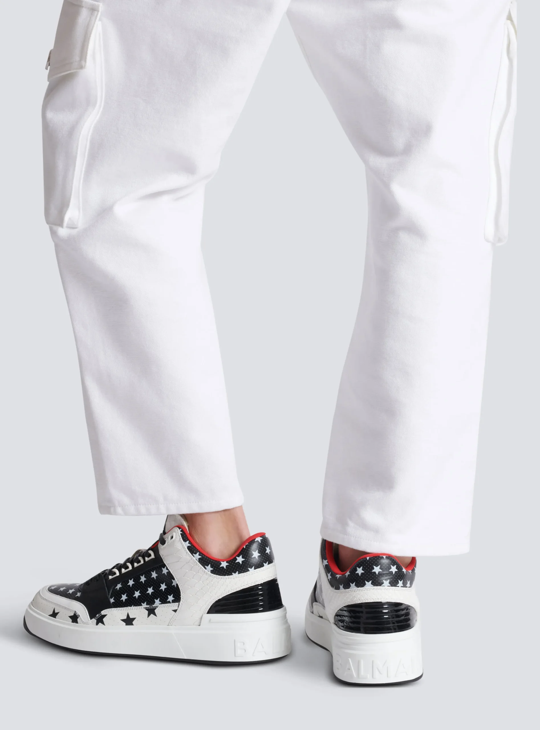 B-Court Mid Top Star Print Leather Trainers-Balmain New