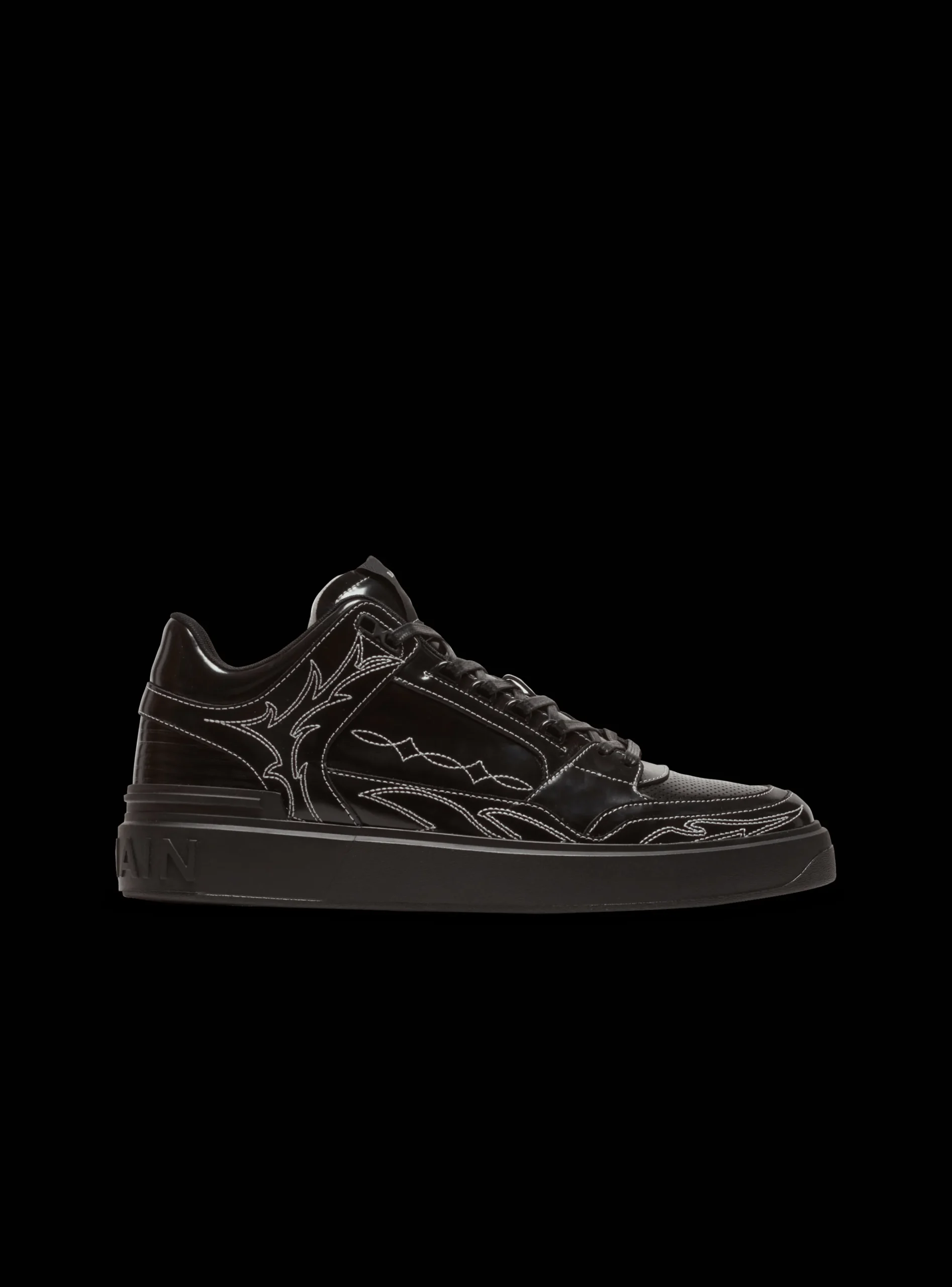 B-Court Mid Top Western Glazed Leather Trainers-Balmain Cheap