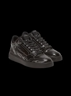 B-Court Mid Top Western Glazed Leather Trainers-Balmain Cheap