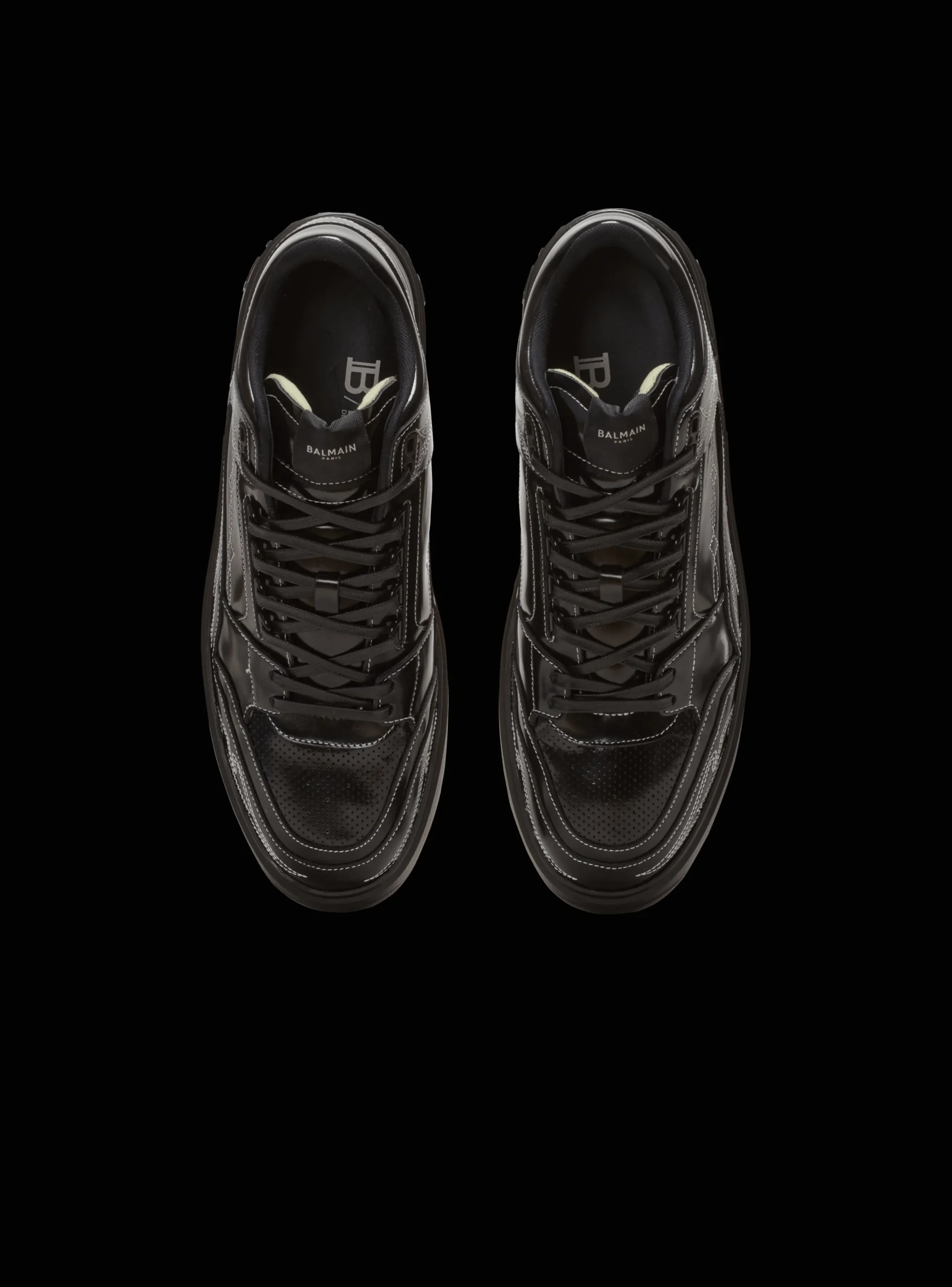 B-Court Mid Top Western Glazed Leather Trainers-Balmain Cheap