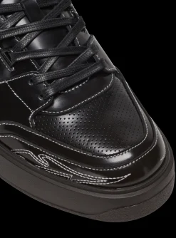 B-Court Mid Top Western Glazed Leather Trainers-Balmain Cheap