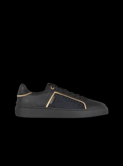 B-Court Monogrammed Nylon And Leather Trainers-Balmain Best Sale