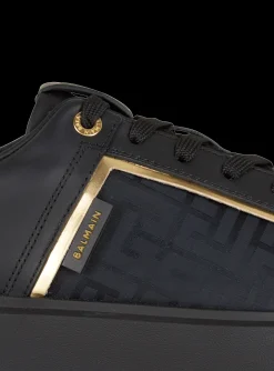 B-Court Monogrammed Nylon And Leather Trainers-Balmain Best Sale