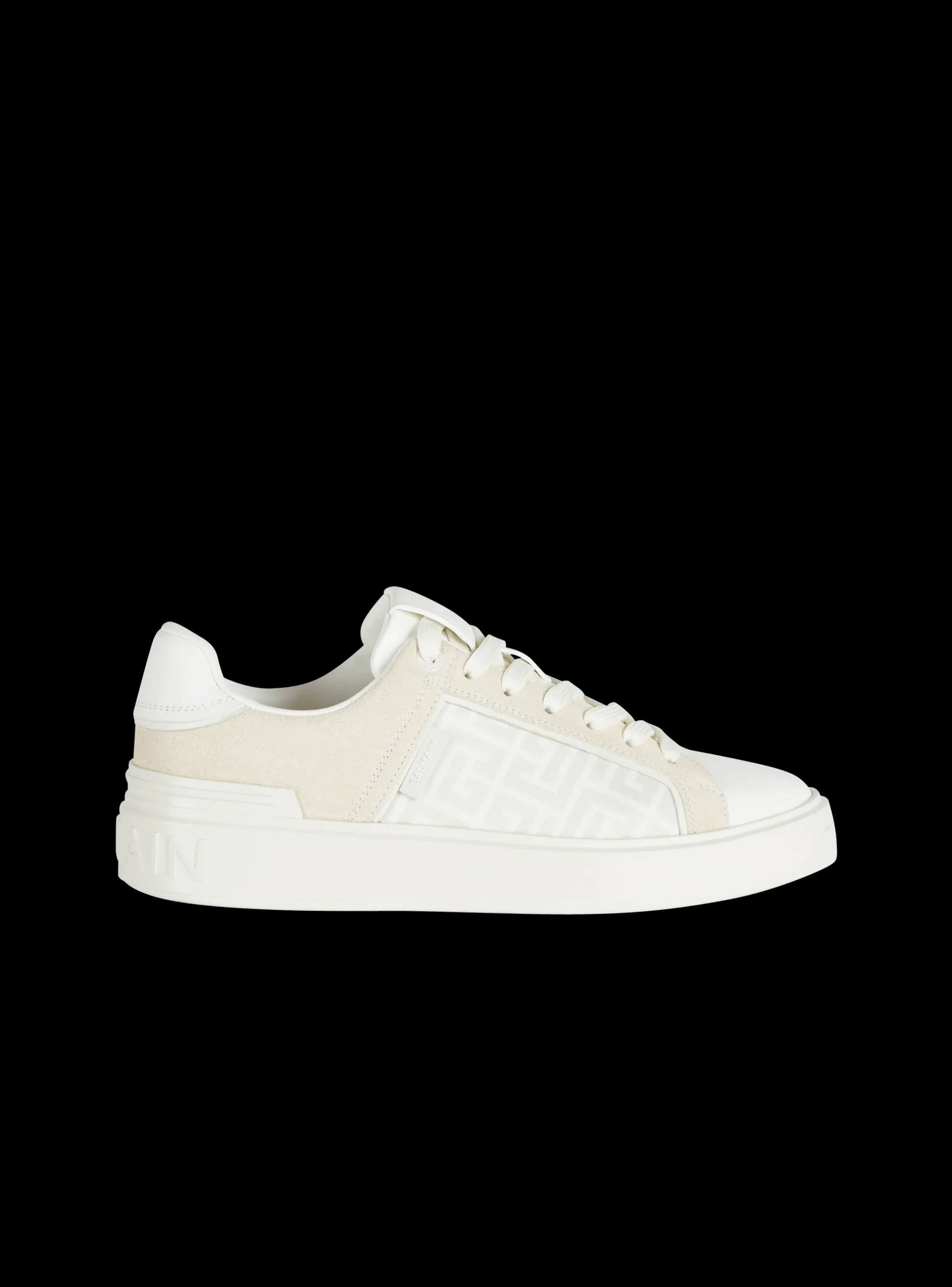 B-Court Monogrammed Nylon And Leather Trainers-Balmain Fashion