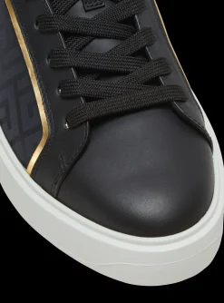 B-Court Monogrammed Nylon And Leather Trainers-Balmain Cheap