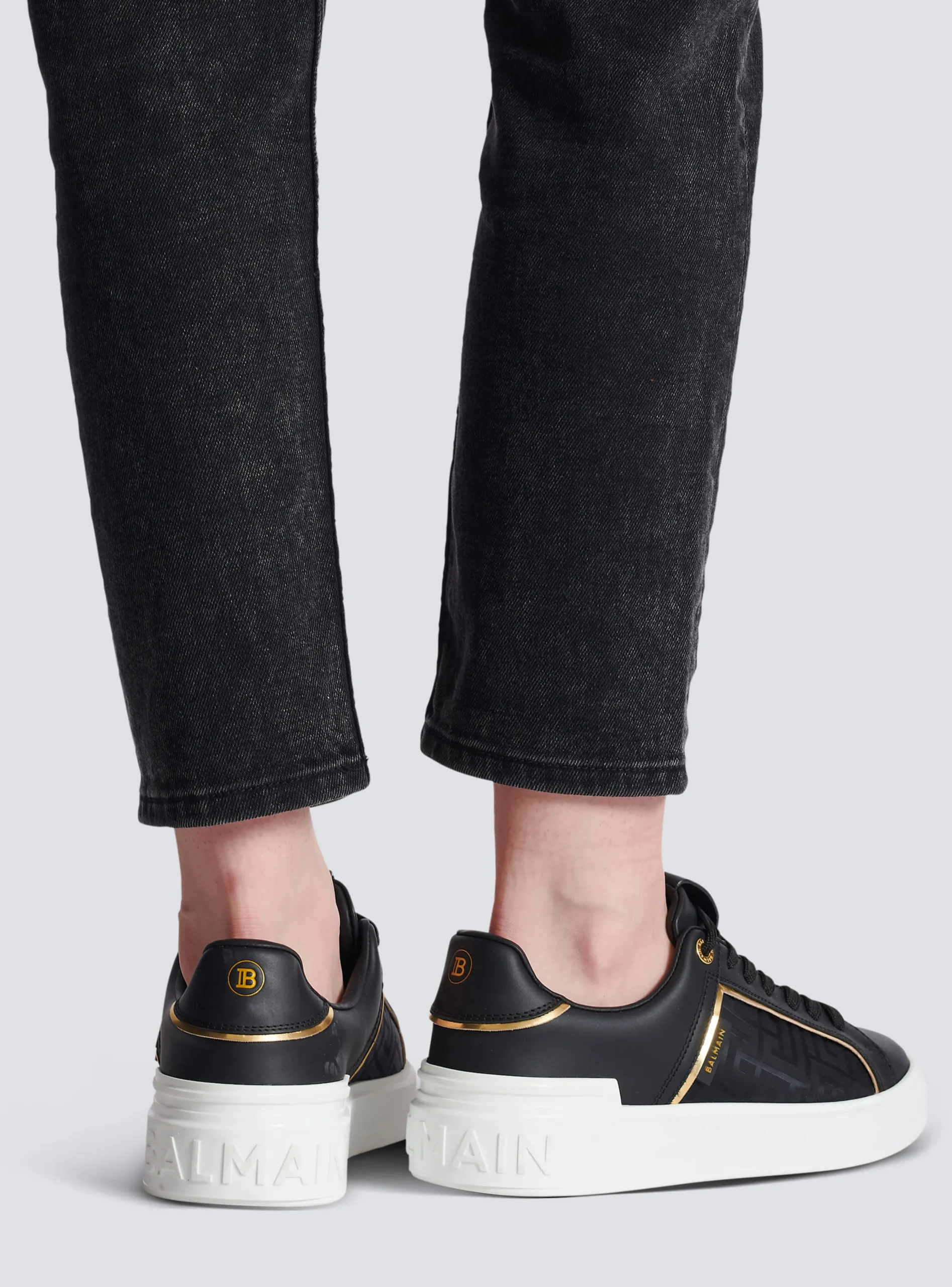 B-Court Monogrammed Nylon And Leather Trainers-Balmain Cheap