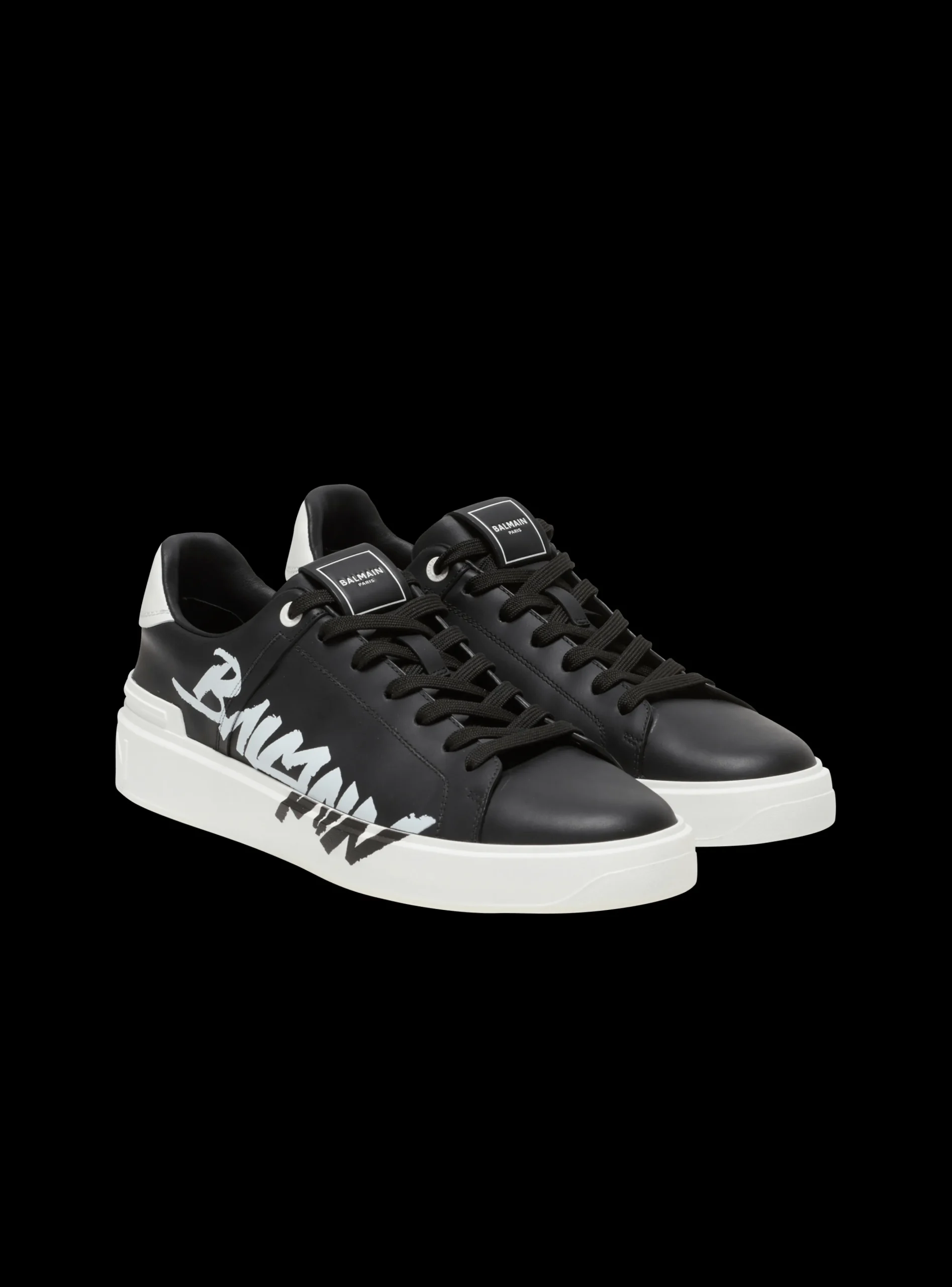 B-Court Printed Leather Trainers-Balmain Discount