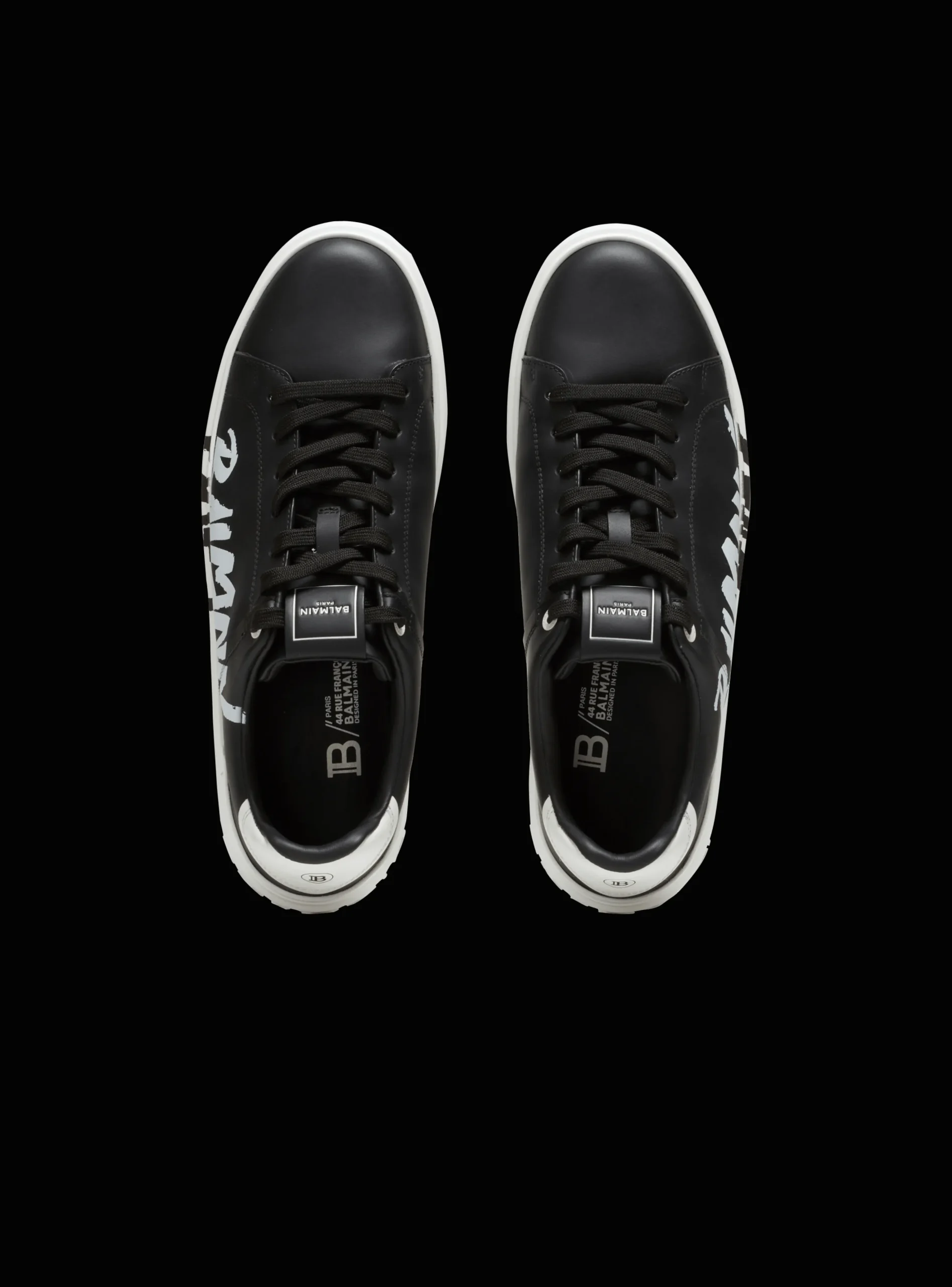 B-Court Printed Leather Trainers-Balmain Discount