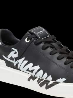 B-Court Printed Leather Trainers-Balmain Discount