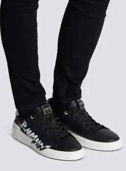 B-Court Printed Leather Trainers-Balmain Discount