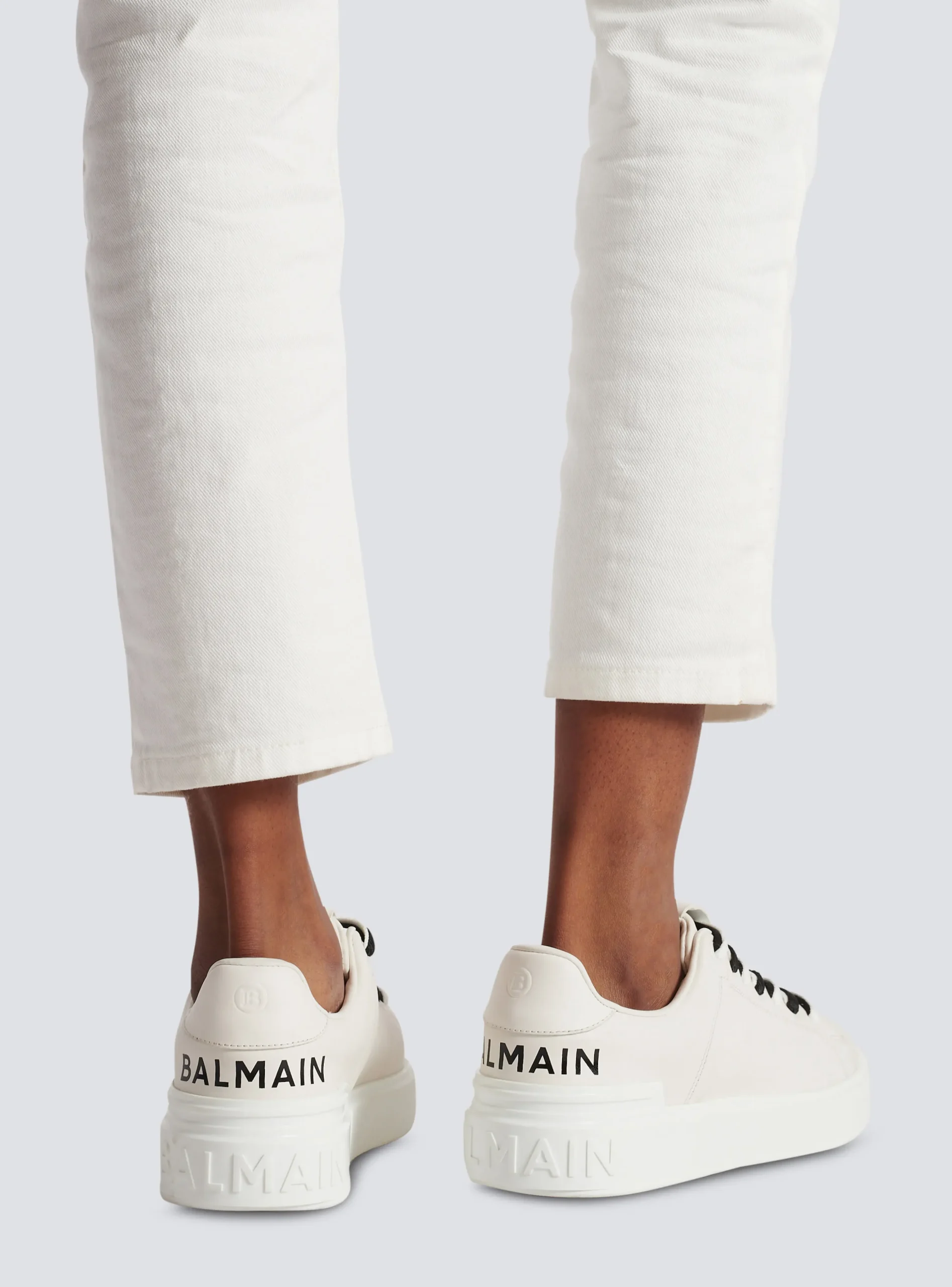 B-Court Smooth Leather Trainers-Balmain Discount
