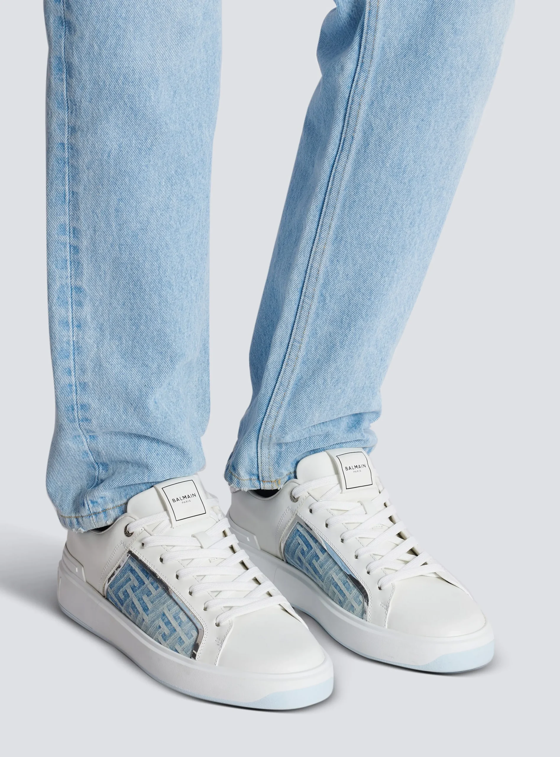 B-Court Trainers In Leather And Denim-Balmain Hot