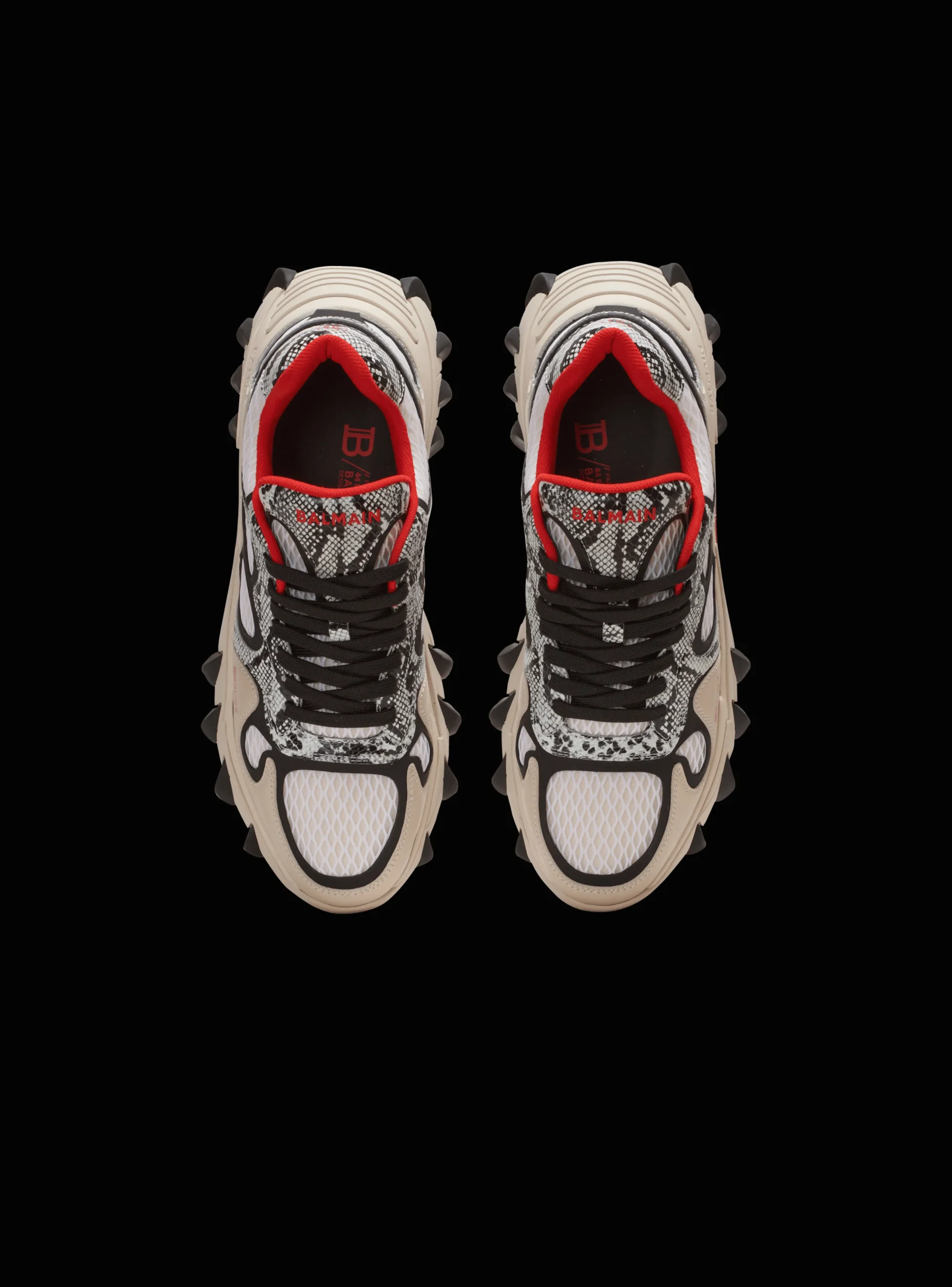 B-East Mesh And Snakeskin-effect Leather Trainers-Balmain Outlet